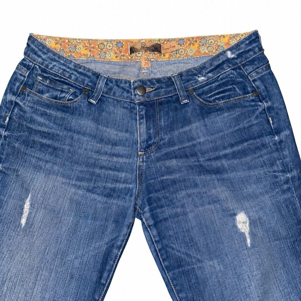 PAIGE Jimmy Jimmy Skinny Boyfriend Jeans Womens 28 Distressed Blue Made USA - Picture 4 of 10